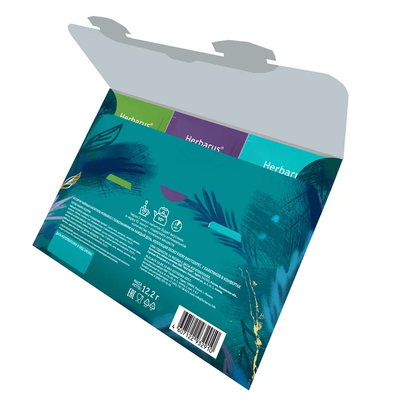 Чайное Ассорти Herbarus, Открытка с пожеланиями коллекция, 7 пакетиков в конвертах Чайное Ассорти Herbarus, Открытка с пожеланиями коллекция, 7 пакетиков в конвертах