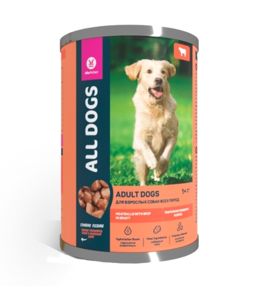 ALL DOGS "Adult" тефтельки с говядиной в соусе 415 г