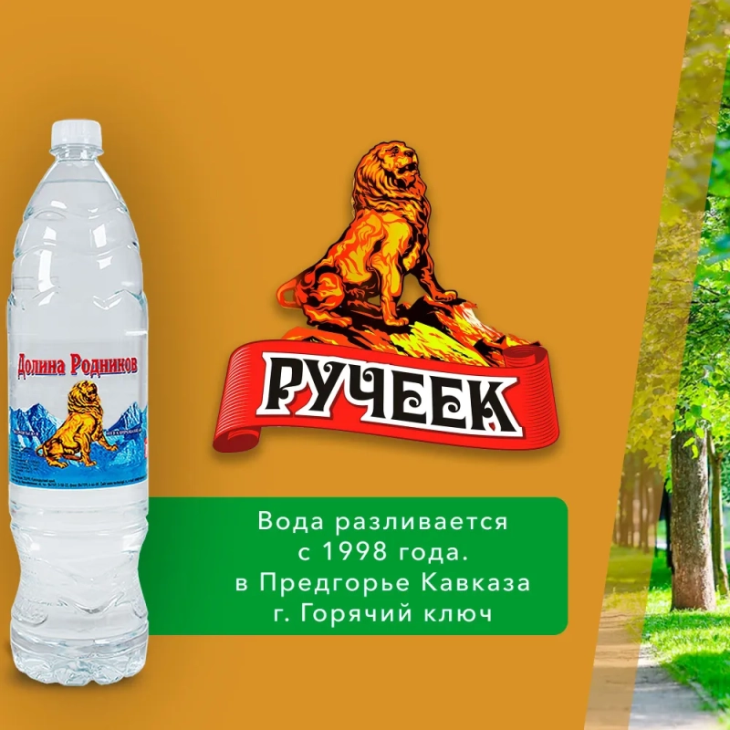 Вода питьевая РУЧЕЕК "Долина родников" газированная 1.5 л