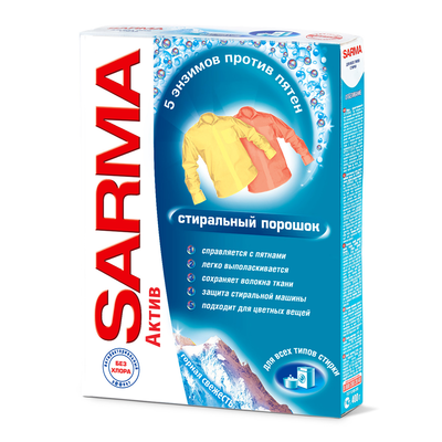 Порошок стиральный SARMA Active "Горная свежесть" для всех типов стирки 400 г