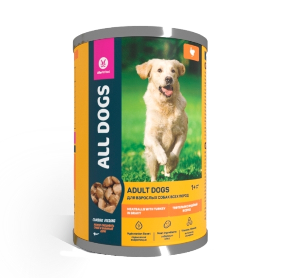 ALL DOGS "Adult" тефтельки с индейкой в соусе 415 г