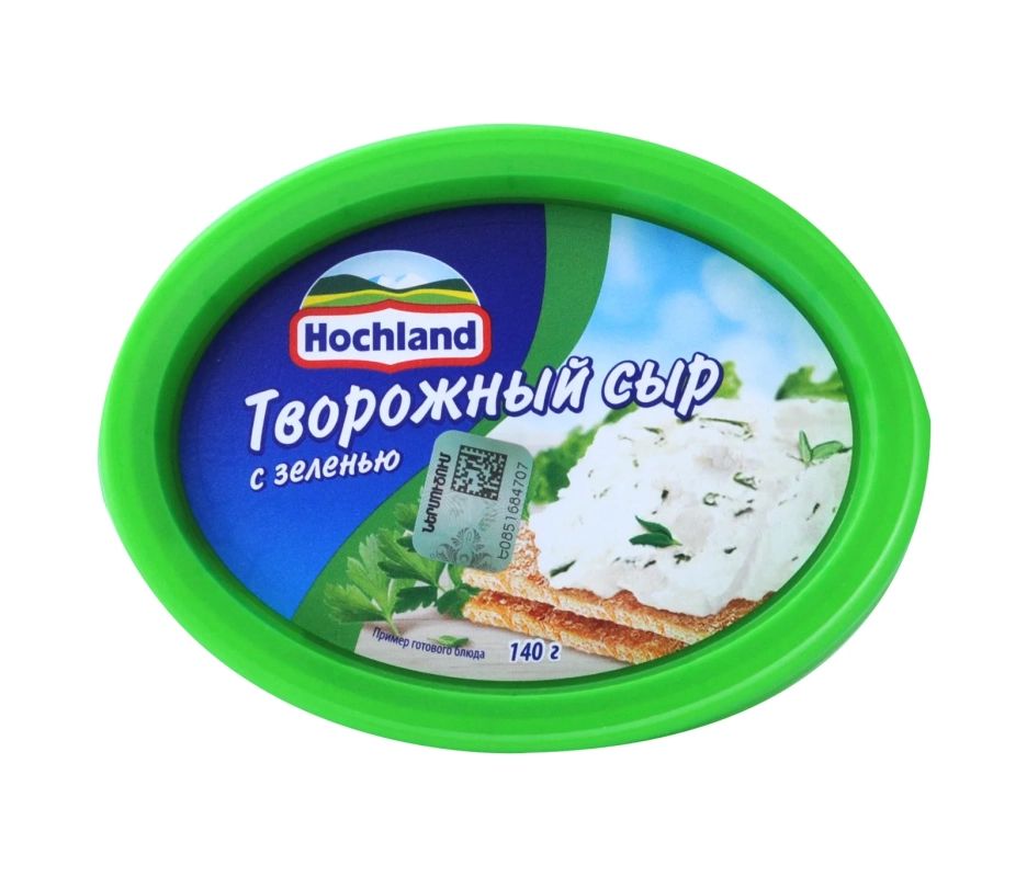 Сыр HOCHLAND творожный с зеленью 140 г 60% Сыр HOCHLAND творожный с зеленью 140 г 60%