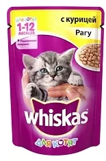 WHISKAS рагу с курицей для котят 75 г