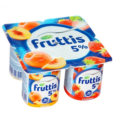 Йогуртный продукт FRUTTIS "Сливочное лакомство" клубника-персик 115 г 5%