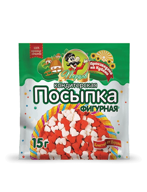 Посыпка кондитерская ПЕРЦОВ "Сердечки" фигурная 15 г