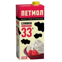 Сливки ПЕТМОЛ "Для взбивания" ультрапастеризованные 1 л 33%