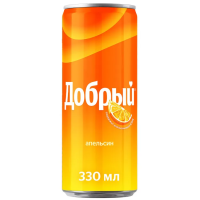 Напиток ДОБРЫЙ со вкусом апельсина газированный 0,33л ж/б