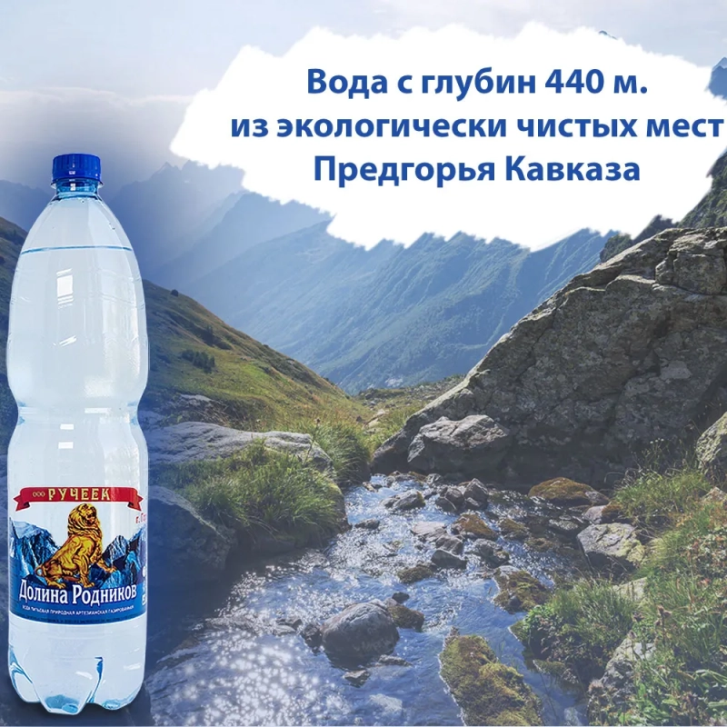 Вода питьевая РУЧЕЕК "Долина родников" негазированная первой категории 1.5 л