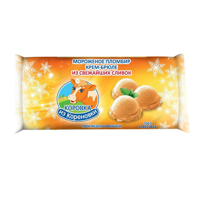 Мороженое КОРОВКА ИЗ КОРЕНОВКИ "Пломбир крем-брюле" 400 г 15%