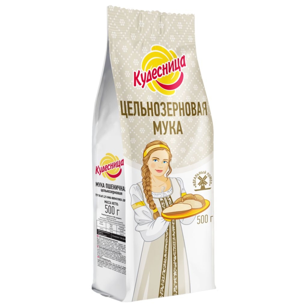Мука КУДЕСНИЦА пшеничная цельнозерновая 500 г