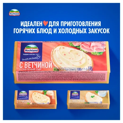 Сыр HOCHLAND плавленый с ветчиной 100 г 35%