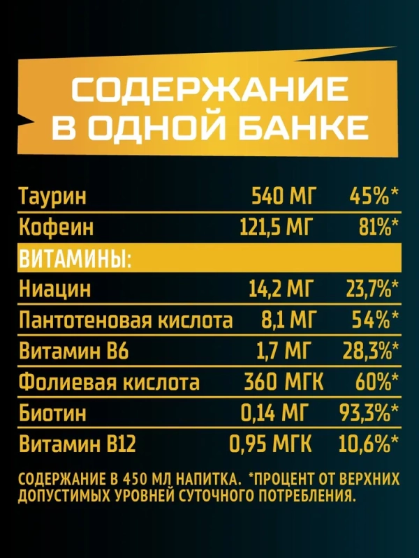 Флэш напиток энергетический NERGY "Манго и ананас" газированный 0.45 л желтый ж/б