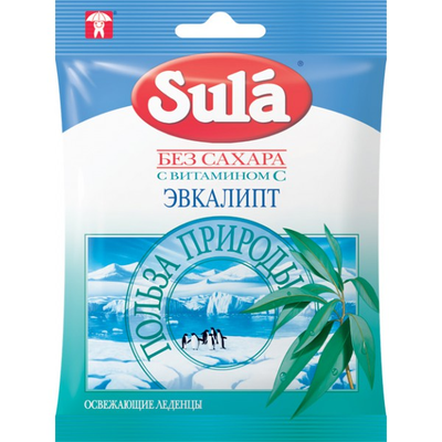 Карамель леденцовая Sula Эвкалипт без сахара уп. 60 г