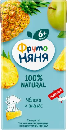 Нектар ФРУТОНЯНЯ из яблок и ананасов для питания детей раннего возраста 0.2 л Нектар ФРУТОНЯНЯ из яблок и ананасов для питания детей раннего возраста 0.2 л