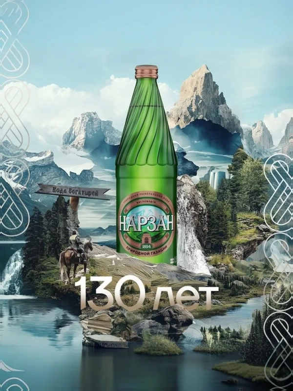 Вода питьевая Нарзан минеральная газированная бут. стекл. 0,5л