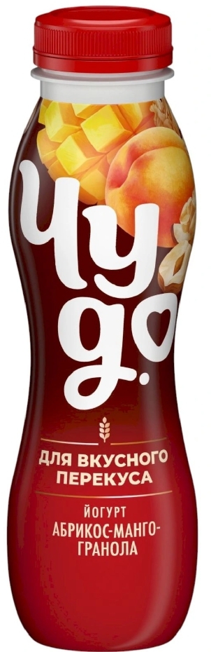 Йогурт питьевой ЧУДО "Абрикос-манго-гранола" 260 г 2,2%.