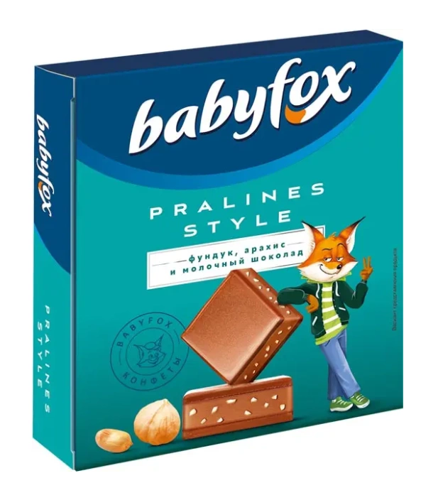 Конфеты BABYFOX "Pralines Style" фундук, арахис и молочный шоколад 90 г