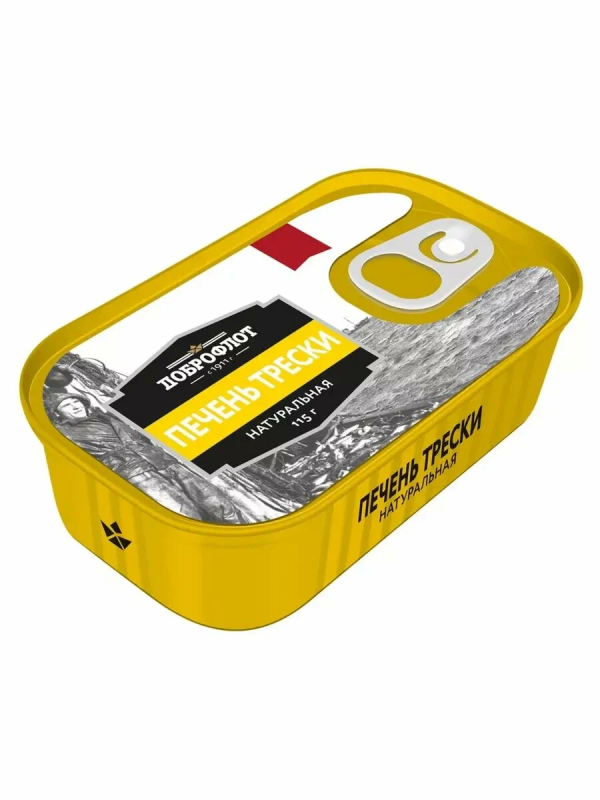 Печень трески ДОБРОФЛОТ куски натуральная 115 г