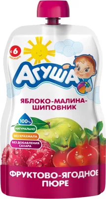 Агуша Пюре яблоко-малина-шиповник 6+ мес. уп. 90 г