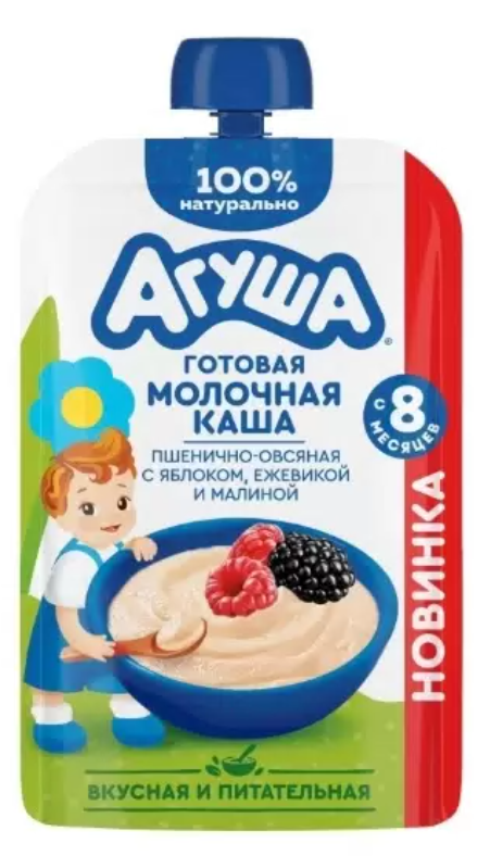 Каша молочная АГУША пшенично-овсяная яблоко-ежевика-малина 100 г