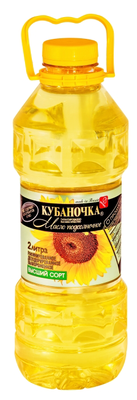 Масло подсолнечное КУБАНОЧКА рафинированное 2 л