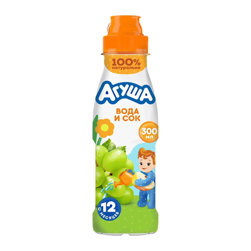 Напиток сокосодержащий АГУША "Вода и сок" яблоко-виноград с 12 месяцев 300 мл