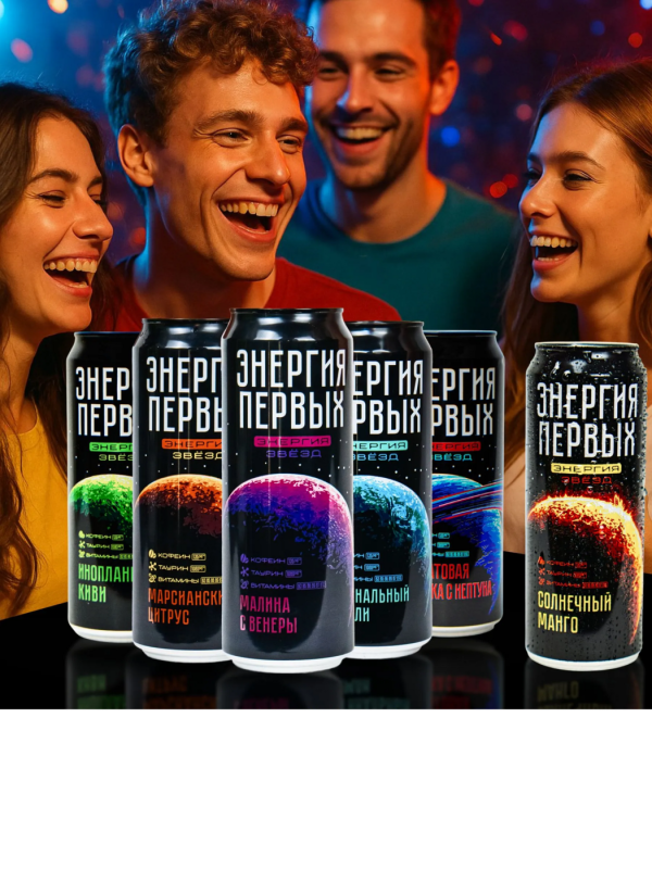 Напиток энергетический ЭНЕРГИЯ ПЕРВЫХ ЭНЕРГИЯ ЗВЕЗД Напиток энергетический ЭНЕРГИЯ ПЕРВЫХ ЭНЕРГИЯ ЗВЕЗД "Энергия Звезд. Малина с Венеры" со вкусом малины газированный 450 мл