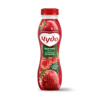 Йогурт питьевой ЧУДО клубника-земляника 260г 1,9%.