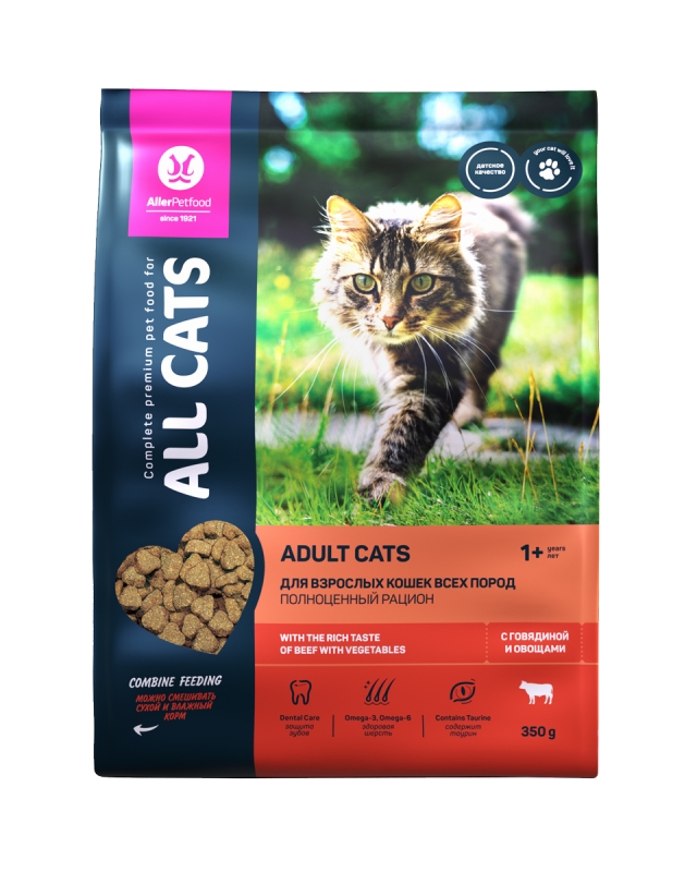 ALL CATS корм сухой д/взр. кош. с говядиной, 350 г
