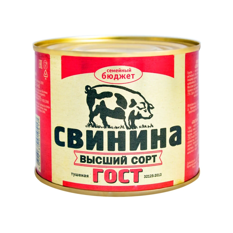 Свинина тушеная СЕМЕЙНЫЙ БЮДЖЕТ высший сорт 500 г