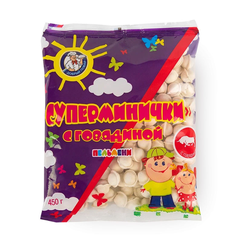 Пельмени ДОБРЫЙ ПОВАР "Суперминички" с говядиной 450 г
