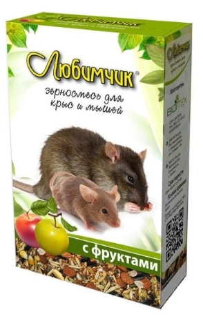Зерносмесь ЛЮБИМЧИК с фруктами для крыс и мышей 400 г