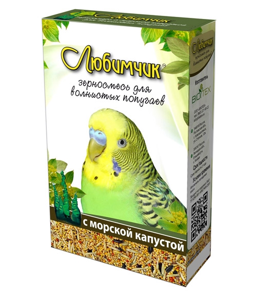 Зерносмесь ЛЮБИМЧИК с морской капустой для волнистых попугаев 500 г