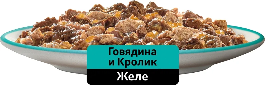 WHISKAS желе с говядиной и кроликом 85 г