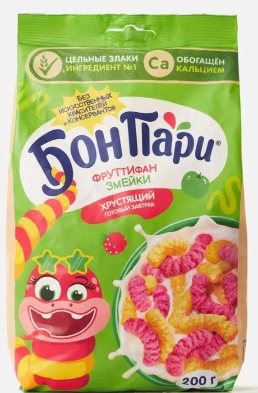 Готовый завтрак БОН ПАРИ "Фруттифан. Змейки" 200 г