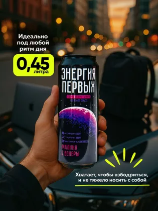 Напиток энергетический ЭНЕРГИЯ ПЕРВЫХ ЭНЕРГИЯ ЗВЕЗД Напиток энергетический ЭНЕРГИЯ ПЕРВЫХ ЭНЕРГИЯ ЗВЕЗД "Энергия Звезд. Малина с Венеры" со вкусом малины газированный 450 мл