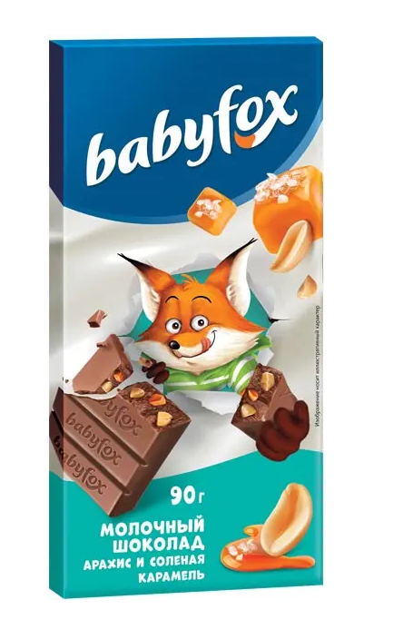Шоколад BABYFOX молочный с карамелизованным арахисом 90 г